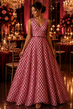 Load image into Gallery viewer, Red Diamond Sequin Mesh sequin fabric , Prom Dress , Evening Gown Material

