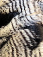 Load image into Gallery viewer, Black white fancy feather long hair faux fur upholstery fabric by the yard 60” wide
