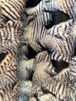 Load image into Gallery viewer, Black white fancy feather long hair faux fur upholstery fabric by the yard 60” wide
