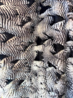 Load image into Gallery viewer, Black white fancy feather long hair faux fur upholstery fabric by the yard 60” wide

