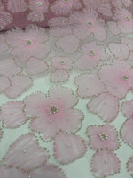 Load image into Gallery viewer, Pink 3D Floral Lace Fabric by the Yard
