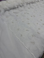 Load image into Gallery viewer, White 3D Floral Lace Fabric by the Yard
