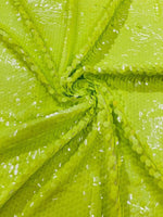 Load image into Gallery viewer, Neon Lime Sequin Fabric on Mesh — Petal, Sold by the Yard, Bridal &amp; Evening Gown Fabric, Costume, Drag, Pageant Material
