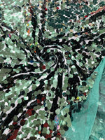 Load image into Gallery viewer, Green Sequin Fabric on Mesh — Petal, Sold by the Yard, Bridal &amp; Evening Gown Fabric, Costume, Drag, Pageant Material
