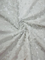 Load image into Gallery viewer, Clear White Sequin Fabric on Mesh — Petal, Sold by the Yard, Bridal &amp; Evening Gown Fabric, Costume, Drag, Pageant Material
