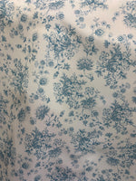 Load image into Gallery viewer, Blue Floral Toile Polyester Poplin Fabric —Bouquet Print on White, Sold by the Yard,Sewing Fabric, Dresses
