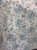 Load image into Gallery viewer, Blue Floral Toile Polyester Poplin Fabric —Bouquet Print on White, Sold by the Yard,Sewing Fabric, Dresses
