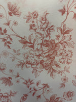 Load image into Gallery viewer, Dusty Pink Floral Toile Polyester Poplin Fabric —Bouquet Print on White, Sold by the Yard,Sewing Fabric, Dresses
