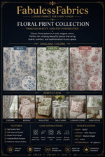 Load image into Gallery viewer, Blue Floral Toile Polyester Poplin Fabric —Bouquet Print on White, Sold by the Yard,Sewing Fabric, Dresses
