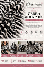 Load image into Gallery viewer, Zebra Large White and Black velbo faux fur fabric per yard
