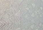 Load image into Gallery viewer, Sequin Fabric White 4 way Stretch Snowflake  Geometric Shinny Sequin Sold fabric by the yard 54" Wide
