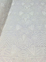 Load image into Gallery viewer, Sequin Fabric White 4 way Stretch Snowflake  Geometric Shinny Sequin Sold fabric by the yard 54" Wide
