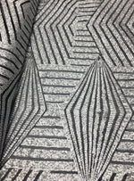 Load image into Gallery viewer, Sequins Lace Silver Black  Geometric Designer Bombshell Stretch Sequins Lace Sold By The Yard
