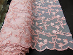 Load image into Gallery viewer, Blush Ribbon Embroidery Scalloped Edge Lace 50” Wide || Fabric by the Yard
