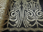 Load image into Gallery viewer, Champagne Art Nouveau Sequin Damask Lace Mesh Back  52" Wide || Fabric by the Yard
