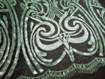 Load image into Gallery viewer, Mint Art Nouveau Sequin Damask Lace Mesh Back  52" Wide || Fabric by the Yard
