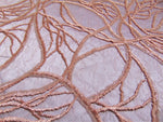 Load image into Gallery viewer, Peach Vein Embroidered Sheer Sequin Lace 52” Wide || Fabric by the Yard
