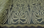Load image into Gallery viewer, Olive Art Nouveau Sequin Damask Lace Mesh Back  52" Wide || Fabric by the Yard

