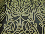 Load image into Gallery viewer, Olive Art Nouveau Sequin Damask Lace Mesh Back  52" Wide || Fabric by the Yard
