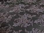 Load image into Gallery viewer, Gray Mauve Scalloped Beaded Edge Hand Lace 51" Wide || Fabric by the Yard
