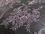 Load image into Gallery viewer, Gray Mauve Scalloped Beaded Edge Hand Lace 51" Wide || Fabric by the Yard
