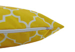Load image into Gallery viewer, Set of 2 Yellow White Moroccan Water Resistant Canvas Zippered 18” x18” Pillows || Home Décor
