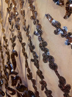 Load image into Gallery viewer, Navy Blue Nude SUTRA Sequin Stretch Mesh 55" Wide || Fabric by the Yard
