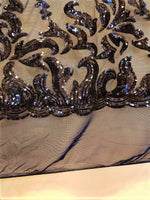 Load image into Gallery viewer, Navy Blue Nude SUTRA Sequin Stretch Mesh 55" Wide || Fabric by the Yard
