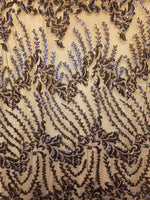Load image into Gallery viewer, Navy Blue Nude SUTRA Sequin Stretch Mesh 55" Wide || Fabric by the Yard
