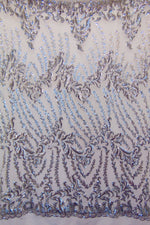 Load image into Gallery viewer, Silver Nude SUTRA Sequin Stretch Mesh 55" Wide || Fabric by the Yard
