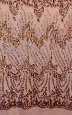 Load image into Gallery viewer, Rose Gold Nude SUTRA Sequin Stretch Mesh 55" Wide || Fabric by the Yard
