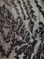Load image into Gallery viewer, Black Nude SUTRA Sequin Stretch Mesh 55" Wide || Fabric by the Yard
