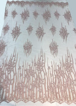 Load image into Gallery viewer, Dusty Rose Scalloped Beaded Edge Hand Lace 52” Wide || Fabric by the Yard
