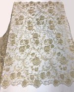 Load image into Gallery viewer, Champagne Scalloped Beaded Edge Hand Lace 52” Wide || Fabric by the Yard
