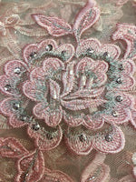 Load image into Gallery viewer, Pink Beaded Scallop Edge Lace 52" Wide || Fabric by the Yard
