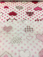 Load image into Gallery viewer, Red and Pink Polka Dot Hearts 100% Cotton Flannel 45" Wide || Fabric by the Yard
