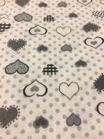 Load image into Gallery viewer, Grey Polka Dot Hearts 100% Cotton Flannel 45" Wide || Fabric by the Yard

