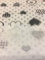Load image into Gallery viewer, Grey Polka Dot Hearts 100% Cotton Flannel 45" Wide || Fabric by the Yard
