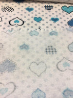 Load image into Gallery viewer, Blue and Aqua Polka Dot Hearts 100% Cotton Flannel 45" Wide || Fabric by the Yard
