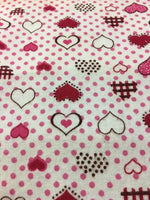 Load image into Gallery viewer, Red and Pink Polka Dot Hearts 100% Cotton Flannel 45" Wide || Fabric by the Yard
