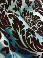 Load image into Gallery viewer, Set of 4 Blue Turquoise Taffeta Black Damask 18” x18” Pillows || Home Décor
