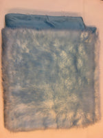Load image into Gallery viewer, Baby Blue Tipped White Shaggy Faux Fur Suede Back 108”x60” Throw Blanket || Home Décor
