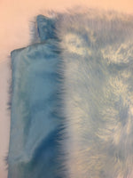Load image into Gallery viewer, Baby Blue Tipped White Shaggy Faux Fur Suede Back 108”x60” Throw Blanket || Home Décor
