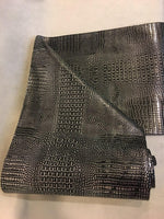 Load image into Gallery viewer, Black Silver Alligator Embossed Faux Leather Vinyl Silk Back 14”x140” Table Runner || Home Décor

