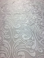 Load image into Gallery viewer, White Estelle Sheer Twirl Mesh Lace 52” Wide || Fabric by the Yard

