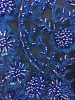 Load image into Gallery viewer, Royal Floral Stem Scalloped Beaded Edge Hand Lace 52” Wide || Fabric by the Yard
